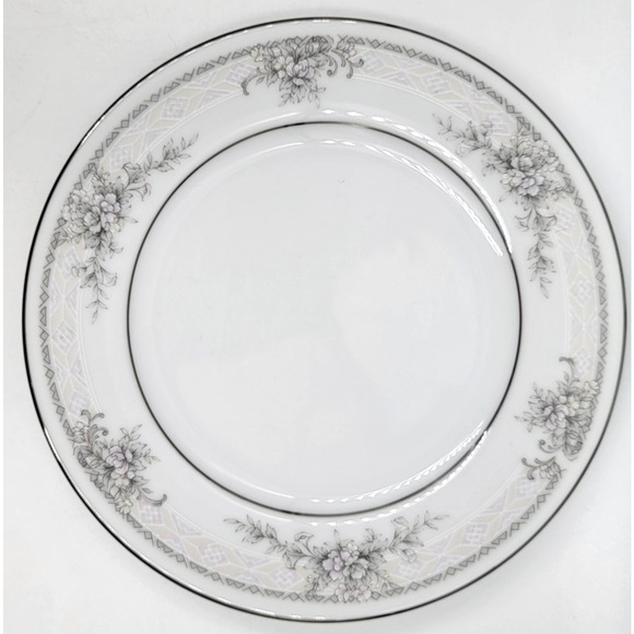 Noritake Sweet Leilani 3482 Bread & Butter Plate 6 3/8" Gray Pink Roses Set of 4 - Picture 7 of 8